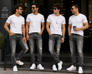 Jean en denim noir délavé pour homme, coupe droite, en coton, décontracté, séchage rapide, respirant, taille mi-haute, OEM ODM, vente en gros - Product Image 5