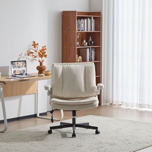 Sedia da Ufficio con Gambe Incrociate, Schienale Reclinabile e Supporto Lombare Dinamico ad Airbag, Seduta Larga e Braccioli Reclinabili per Uso Scrivania - Product Image 1