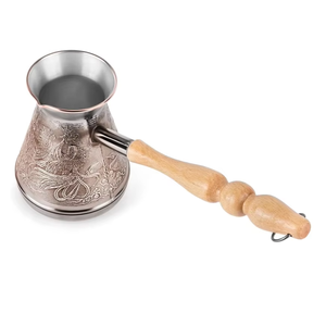 Nueva cafetera turca de cobre, forma redonda, diseño tradicional con mango de madera, percolador, utensilios para café y té - Product Image 1