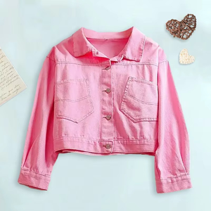 Custom <b>Sequin</b> Patches Girls Denim <b>Jacket</b> Short Style Kids Denim <b>Jacket</b> for 2-12 Years Made in China - Product Image 3