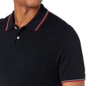 Camisa de Manga Corta Negra para Hombre, Color Sólido, Tejido Piqué de Poliéster, Cierre de Botones, Corte Regular, Antiarrugas, Logotipo Frontal, 180g - Product Image 6