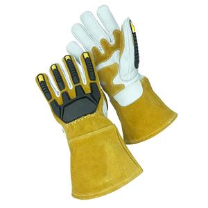 Gants de soudage TIG/MIG résistants à la chaleur en cuir de vachette pleine fleur et croûte, pour travaux de sécurité et de soudage à l'argon, vente en gros - Product Image 2