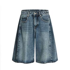 Proveedor de Shorts de Mezclilla al por Mayor, Shorts de Mezclilla Lavada de Corte Recto hasta la Rodilla, Producción con MOQ Bajo para Marcas de Moda - Product Image 2