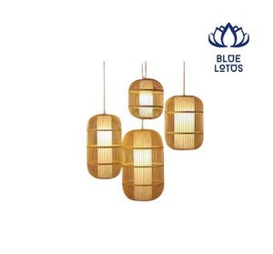 Lampe suspendue en fer Blue Lotus, forme cylindrique dorée, E26 LED 3000K blanc chaud, commande vocale, garantie 3 ans, lampe de plafond - Product Image 1