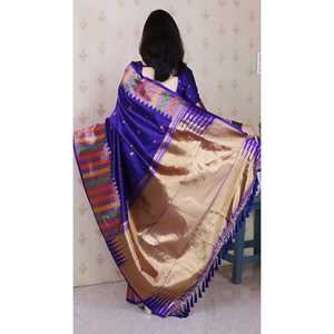 Sari de Seda Suave Violeta Elite Weaves con Bordado Meenakari Zari y Borde de Templo, Blusas y Camisas para Mujer, 650g - Product Image 4