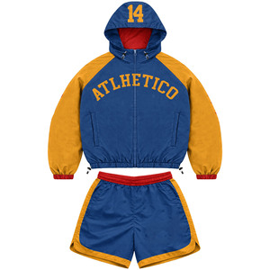 ชุดเซ็ตเสื้อแจ็คเก็ตกันลมพรีเมียม 120 GSM ผ้าโพลีเอสเตอร์ แต่งแถบสีลายดาว พร้อมโลโก้แบบซับลิเมชั่นสั่งทำพิเศษ ไซส์พลัส - Product Image 3