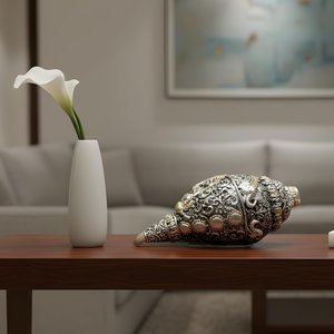 หอยสังข์แกะสลักลายพระพิฆเนศ ขนาด 8 นิ้ว สองเสียง สำหรับตกแต่งบ้าน - Product Image 6
