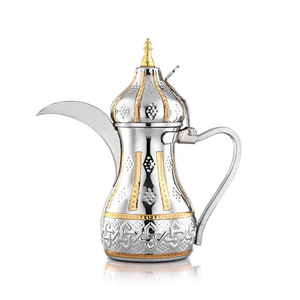 Artistic black and white patterned Arabian <b>teapot</b> with decorative handle, floral and animal motifs, at wholesale prices. - Product Image 4