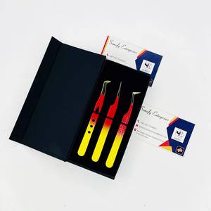 Juego de Pinzas para Pestañas Somofy Enterprises, Herramientas de Precisión de Acero Inoxidable, Antiestáticas, Duraderas, Punta Suave, Degradado Rojo Amarillo - Product Image 1