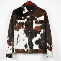 Veste en cuir véritable pour homme, patchwork en cuir de vache, style western vintage, veste de cowboy personnalisée en cuir marron et blanc