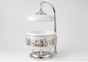 Calentador de Comida de Lujo Estilo Árabe en Blanco y Plateado para Buffet de Hotel, Restaurante, Catering y Hostelería - Product Image 2