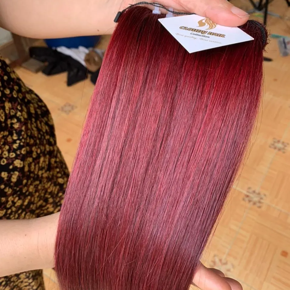 Dark Plum Red Straight Hair in Bundle With 100% Real Human Hair | Super Shiny Silk Smooth