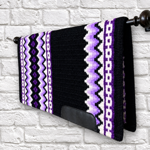 Blue <b>Aztec</b> Pattern Western Wool Saddle Blanket Pad Custom Horse Saddle Pad <b>Fleece</b> Lined Equestrian Show Saddle Blanket Pad - Product Image 3