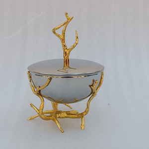 เตาเผาสแตนเลสพร้อมขาตั้งดอกไม้ทองเหลืองชุบทองสำหรับธูปมาบคารา ใช้สำหรับถ่านและพิธีกรรมทางศาสนา - Product Image 4