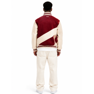 Chaqueta universitaria personalizada para hombre de lana, melton y cuero de cordero, estilo streetwear, marca privada, OEM, para fraternidad, tipo Letterman, de primavera, de lana peinada - Product Image 2