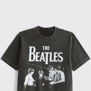 T-shirt pour homme à col rond et manches courtes imprimé The Beatles Revolver, 100% coton, coupe ample, respirant, effet délavé vintage, noir - Product Image 3