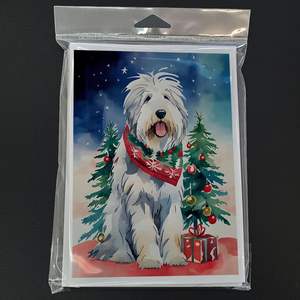 Old English Sheepdog Whimsical A7 Tarjetas de felicitación de Navidad Paquete de 8 tarjetas de notas en blanco con sobres Tamaño 5x7 - Product Image 3