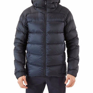 Veste d'hiver pour homme à capuche, rembourrée en duvet épais, coupe-vent, fermeture éclair, style décontracté, couleur unie, coque en polyester - Product Image 1