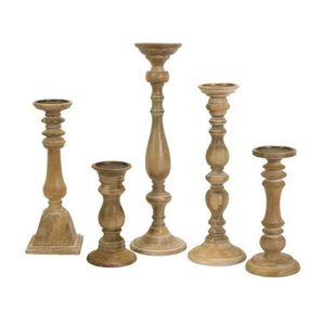 Candelabro de Madera Estilo Rústico Vintage, Portavelas Decorativo Tallado a Mano, Candelabro de Madera Marrón Antiguo - Product Image 5