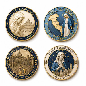 Moneda Conmemorativa de Peregrinación con Impresión UV 3D en Relieve para Eventos Religiosos del Vaticano en Italia - Product Image 1