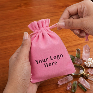 Promotional Pink <b>Drawstring</b> Jewelry Pouch Custom Logo Printing Rectangular Shape <b>Bag</b> For <b>Small</b> Storage Packaging - Product Image 1