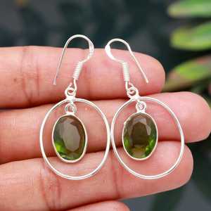 Boucles d'oreilles en péridot, argent sterling 925, pierre précieuse naturelle, bijoux faits à la main pour femmes, vente en gros - Product Image 4