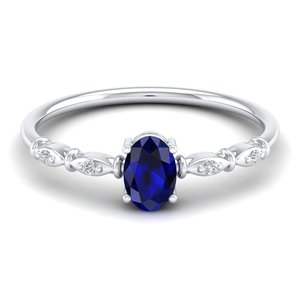 Anillo de Plata de Ley 925 con Zafiro Azul Ovalado de 0.5 Quilates, Certificado GRA, Joyería Fina con Moissanita Certificada GRA - Product Image 6