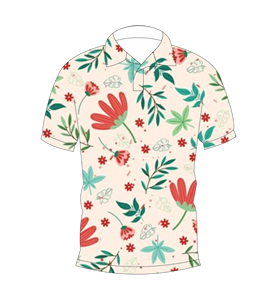 Polo pour homme à imprimé floral crème, décontracté, à manches courtes, tendance estivale - Product Image 4