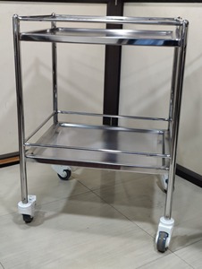 Heavy Duty Metal Medical Instrument Hand <b>Trolley</b> with <b>Platform</b> and 4'' PU Wheels 110x50cm - Product Image 2