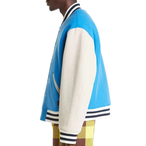 เสื้อแจ็คเก็ต Letterman Varsity รุ่นใหม่ ปี 2026 เสื้อผ้าบุรุษ คุณภาพสูง หนังแท้ 100% และผ้าปักโลโก้แบบกำหนดเอง ราคาประหยัด - Product Image 1