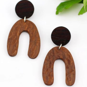 Pendientes de madera con forma de hoja, colgantes, huecos, accesorio para la oreja y de forma redonda, joyería de moda para mujer de PERFECT ENTERPRISES - Product Image 1