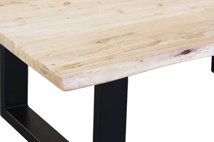 Mesa de Centro Rectangular de Madera de Acacia Marrón Natural para Sala de Estar con Patas de Metal Negro, Muebles Modernos Rústicos para el Hogar - Product Image 4