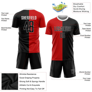 Uniformes de Entrenamiento de Fútbol BIN FATEH, Sublimación Negra y Roja, Camiseta de Fútbol Transpirable de Manga Corta Unisex, Pantalones Cortos - Product Image 4