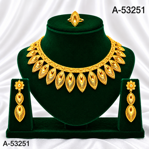 Conjunto de Collar Chapado en Oro Estilo Dubái con Aretes, Anillo y Pulsera, Joyería de Moda A-53099 - Product Image 6