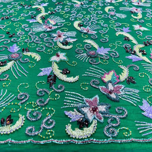 Tela de Tul 100% Algodón Ecológica, Bordada a Mano con Cuentas, Recubierta de Silicona, Muy Pesada, 120 Pulgadas de Ancho, Estilo Cruzado - Product Image 1