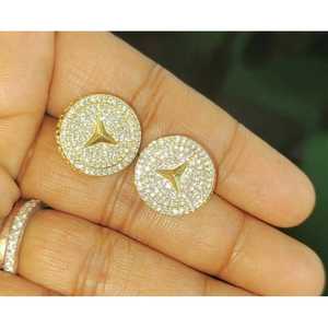 Boucles d'oreilles unisexes avec pendentif, diamant moissanite taille brillant rond en argent sterling 925 plaqué or 14 carats, bijou cadeau classique - Product Image 6