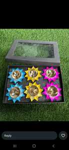 Lotus Shaped Small Brass Diya for Puja 3inch Multicolor Petals Center Wick Holder Pital Akhand Deep Vilakku Set Of 6 Pcs - Product Image 4