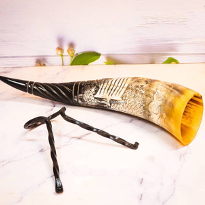 Artisanat de corne à boire de boeuf Viking de haute qualité avec support en métal Artisanat de corne naturelle d'Inde par FWE - Product Image 4