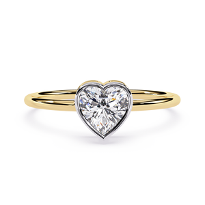 Bague de fiançailles et de mariage minimaliste pour femme en or jaune 18 carats avec diamant naturel en forme de cœur de 0,50 ct, sertie clos, certifiée IGI - Product Image 1