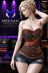 Women's Goth <b>Punk</b> Plus-Size Zipper Leather Lace Corset Shapewear Hip Enhancer Latex Waist Trainer Satin Fabric Seamless Quick - Product Image 1
