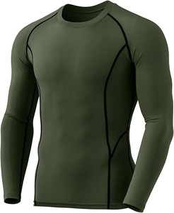 Men Slim Fit Knitted <b>Compression</b> Shirt <b>Underwear</b> Baselayer Long Sleeve Bodybuilding Tops Running Workout Thermal Shirts - Product Image 1