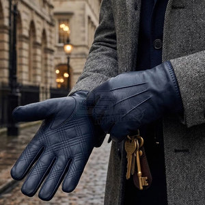 Men Winter <b>Gloves</b> Leather Palm Warm Fleece Lined Windproof <b>Gloves</b> For Outdoor Sports Cycling Driving Hiking Travel And Everyday - Product Image 4