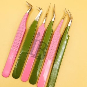 Pinces à cils roses, pinces à 45 degrés, pinces courbées en vison, pinces à volume, prise ferme, prise solide, logo offert - Product Image 6