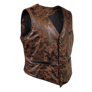 Gilet sans manches en toile et daim pour homme, col en V, en cuir, écologique, imperméable, style rétro, collection automne-hiver - Product Image 1