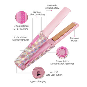 2025ポータブルワイヤレスType-C汎用オリジナルヘアストレートダイヤモンドクイックサロンウェットクールセラミックLED電気1年 - Product Image 5