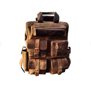 Durable Waterproof Genuine Leather Rucksack Anti-Theft Vintage Laptop <b>Backpack</b> for <b>Daily</b> Travel LBP-0318 - Product Image 1