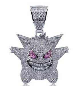 Colgante de Lujo con Diseño de Monstruo y Ojos Púrpuras, con Incrustaciones de Moissanita VVS, Estilo Hip Hop, Aspecto de Diamante - Product Image 1