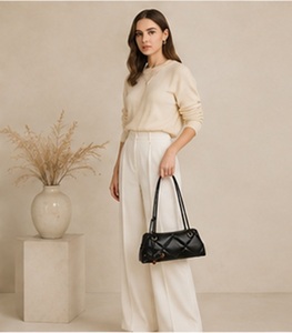 Sac à bandoulière en cuir matelassé Premium Gravs pour femme, sac à main de luxe rembourré avec fermeture éclair, 25x8x12 CM, élégant sac à main quotidien, OEM ODM - Product Image 2