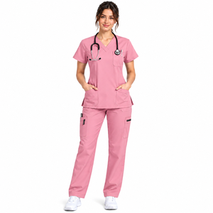 Custom Medical <b>Scrub</b> Sets for Women V Neck <b>Scrub</b> <b>Top</b> and Cargo Pants Healthcare Nurse Uniform Hospital Workwear - Product Image 5