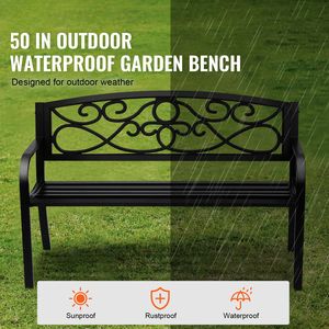 Panca da Giardino Contemporanea da 50 Pollici con Schienale, Capacità di Carico 550 Libbre, Materiale in Fibra di Vetro per Parchi e Spazi Esterni - Product Image 2